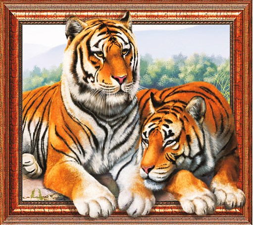 Алмазная мозаика 3D 40x50 Два тигра на отдыхе
