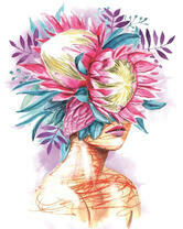 Без бренда «Портрет девушка с оригинальными цветами на голове» в Иркутске