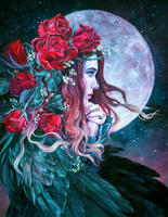 Без бренда «Девушка с розами в волосах на фоне луны» в Иркутске в интернет-магазине Без бренда «Девушка с розами в волосах на фоне луны» в Иркутске