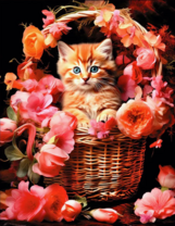 Без бренда «Рыжий котенок в корзине с цветами» в Иркутске в интернет-магазине  Без бренда «Рыжий котенок в корзине с цветами» в Иркутске